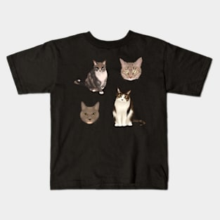 Cat Portraits Sticker Set Kids T-Shirt